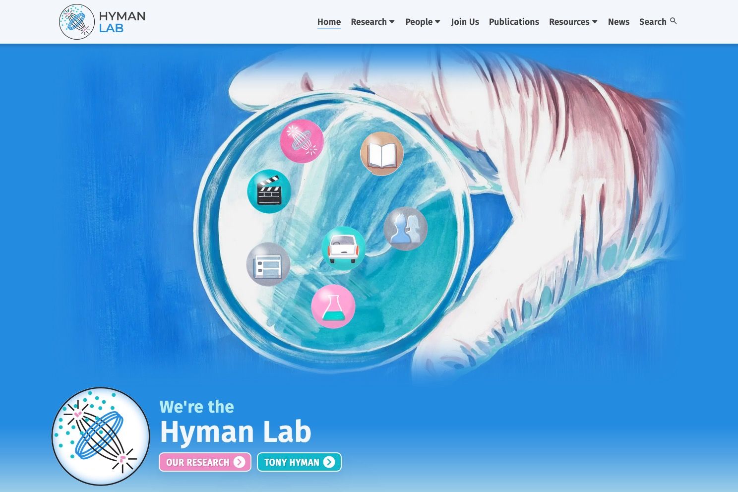 Screenshot of the Hyman Lab homepage