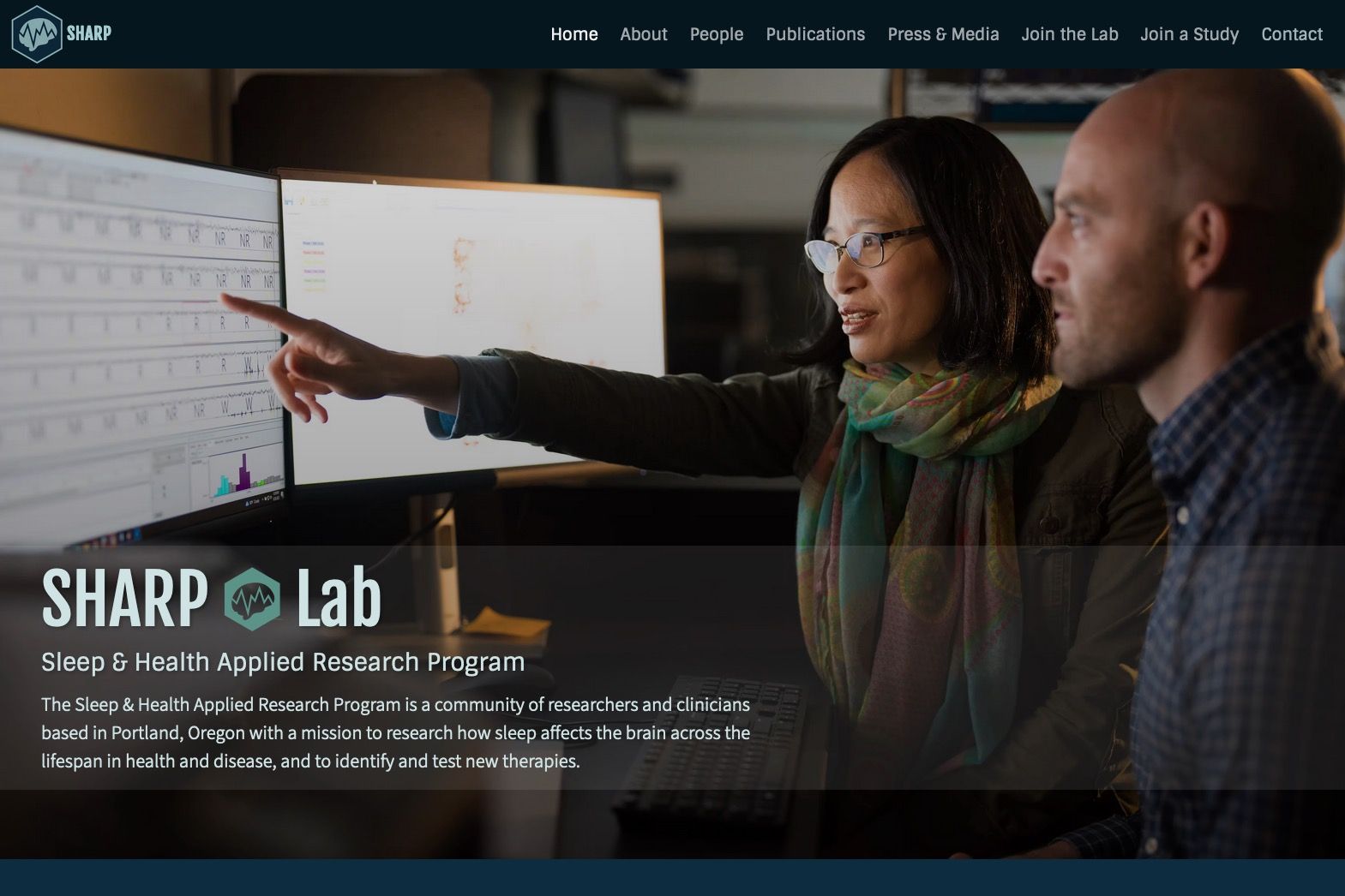 Screenshot of the SHARP Lab homepage